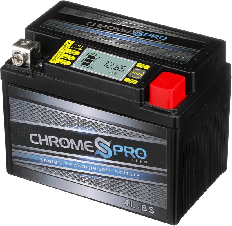 Chrome S Pro Chrome Pro iGel YTX4L-BS Maintenance-Free, LCD Display, 50CCA, 12V 3Ah Battery Replacement for ATV, Motorcycle, Jet Skis, Scooter, UTV, and More - Nut and Bolt (T3) Terminal - Image 2